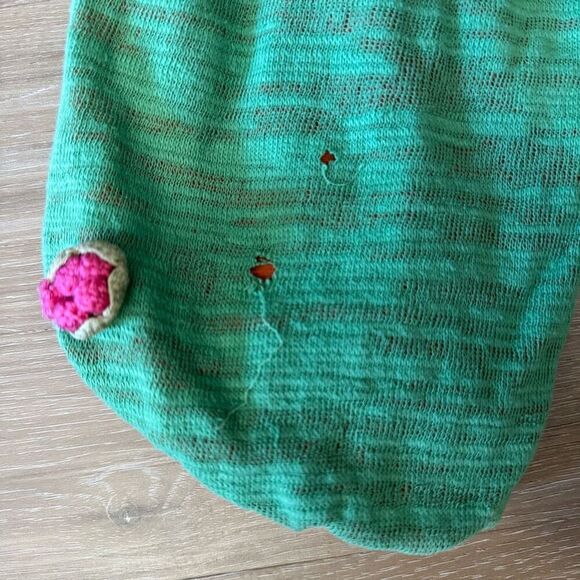 Nuvula Size XS Tie Waist Cardigan Green Floral Crochet Art To Wear Twee Boho - Picture 8 of 9